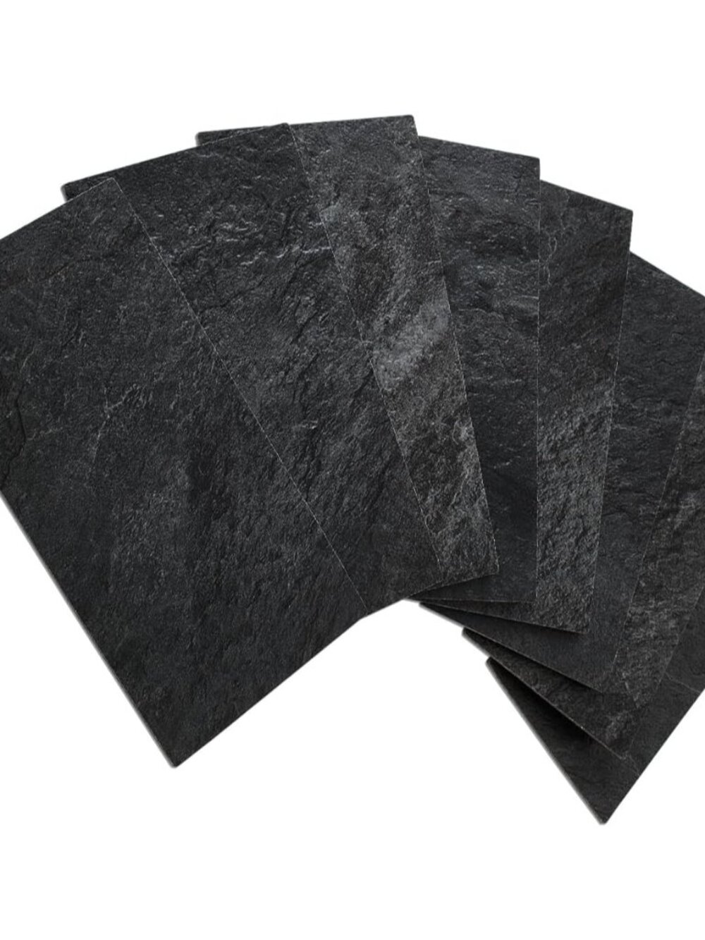 100 Piece Black Slate Peel and Stick Backsplash Wall Tiles, 3" x 6" PVC Faux Sto